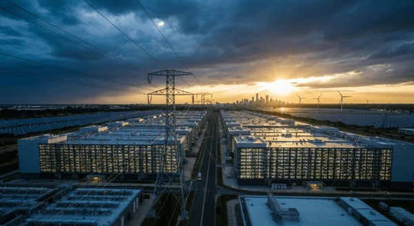 Aerial view of AI data center infrastructure
